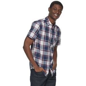 Levi's Cabernet Plaid Button-Down Short Sleeve Top Men's Size Small